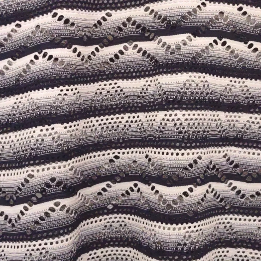 Chico's Black and White Stripe Eyelet Top Size 1 - Picture 2 of 5